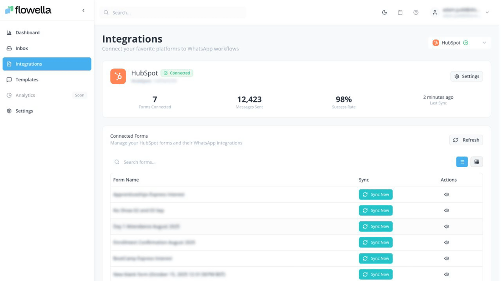Flowella HubSpot Form Sync