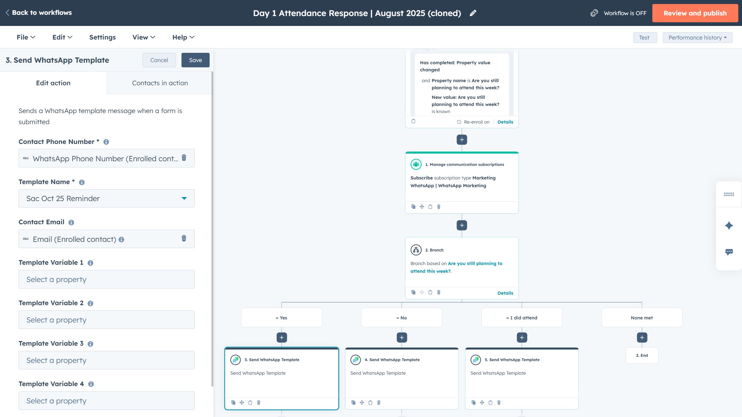 Automated WhatsApp Messaging via Workflows